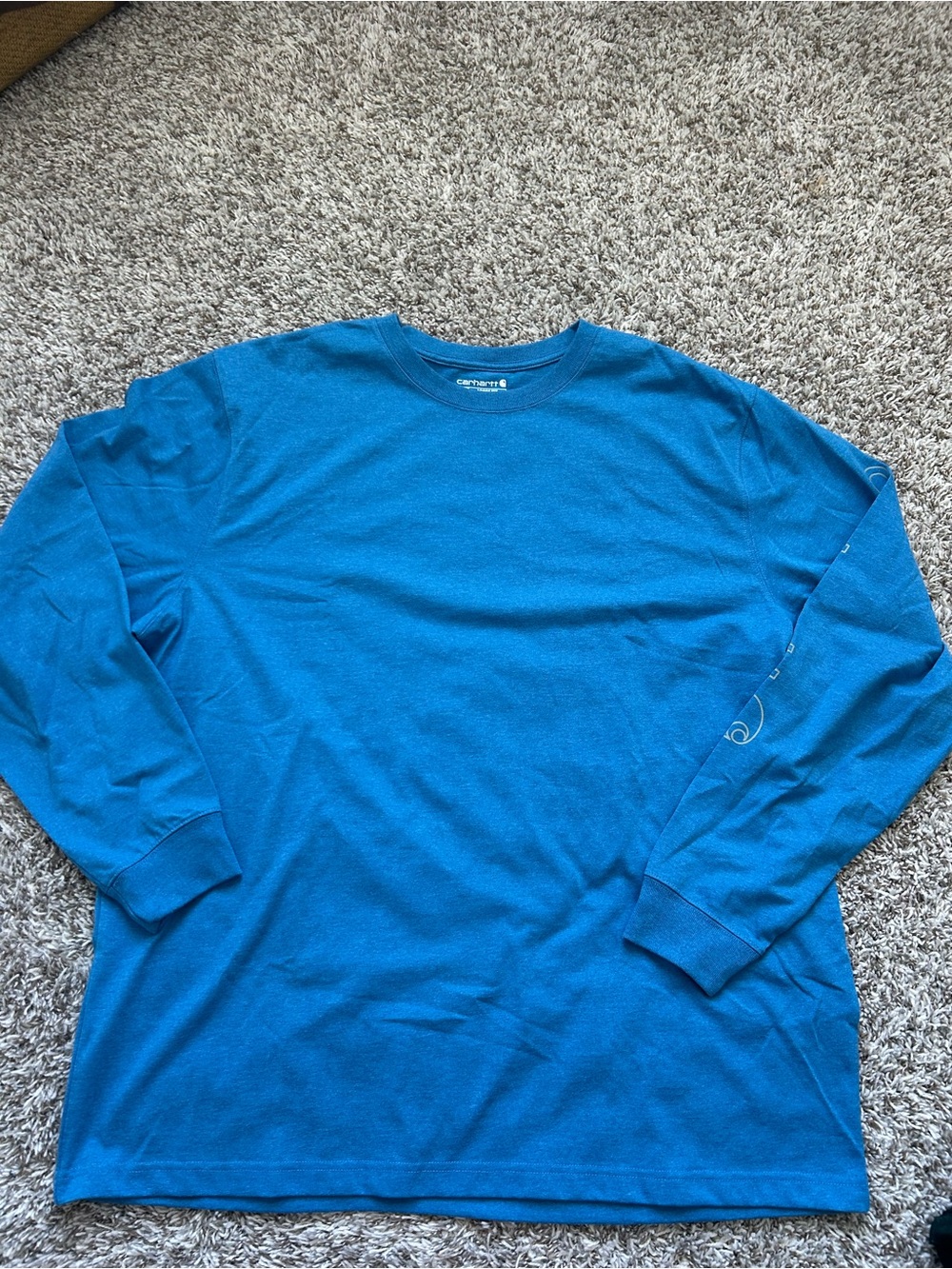 NWOT Carhartt Men’s Size XL Long Sleeve Blue Loose Fit Shirt Logo